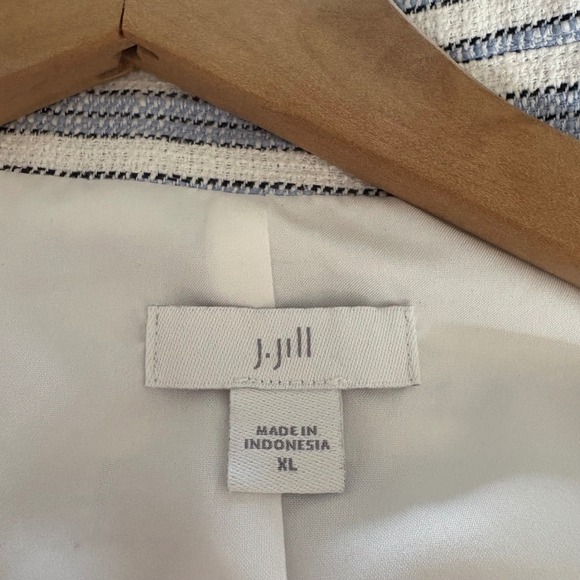 J Jill Modern Spectator Stripe Double Breasted Blazer Jacket Women XL Nautical - Picture 5 of 12